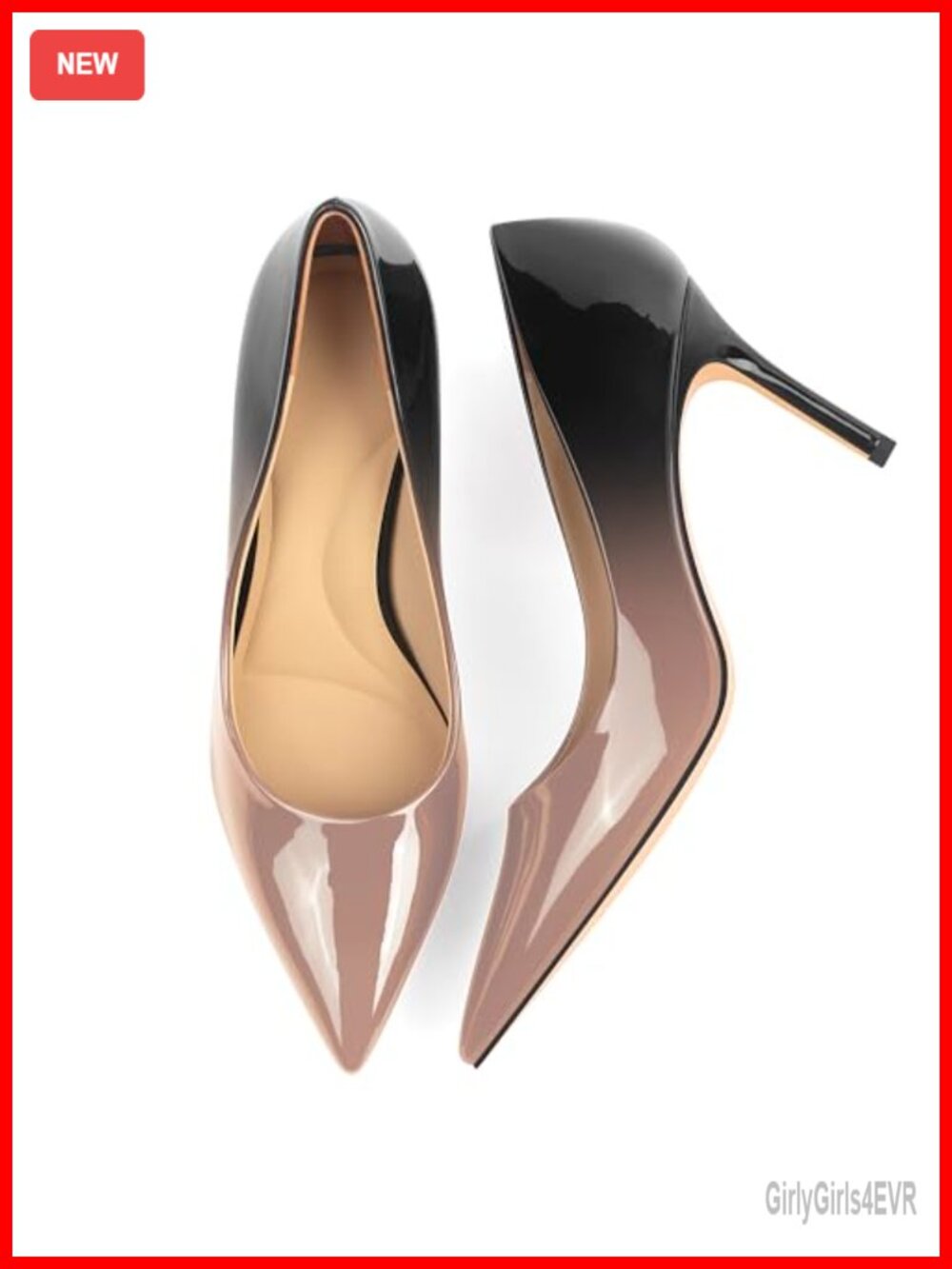 Women's Pointed Toe Stiletto Heel Pumps Gradient Patent Leather
